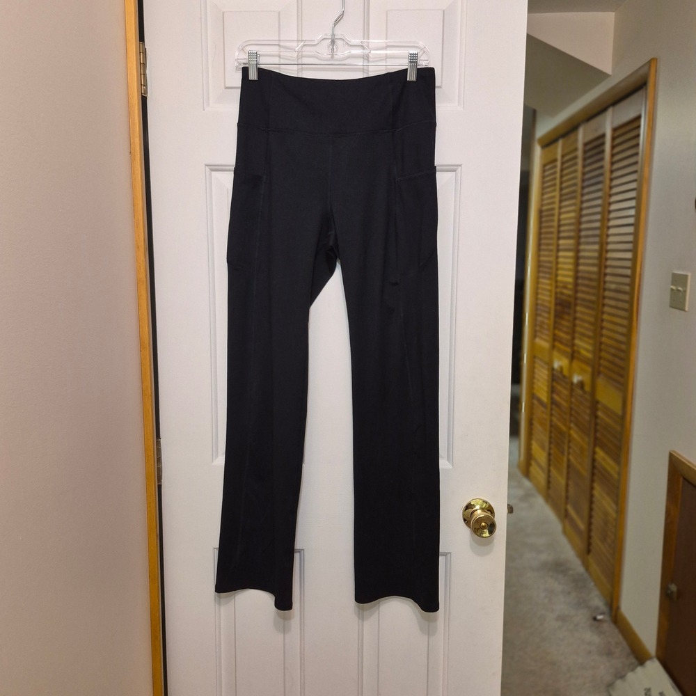 Maurices Womens Black High Waisted Bootcut Yoga Pants Side Pockets Size M Reg